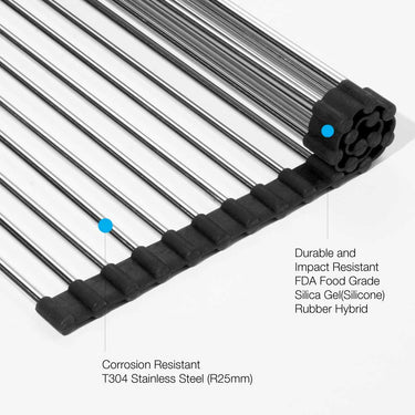 Houzer Stainless Steel Rolling Drying Mat – 13-3/4